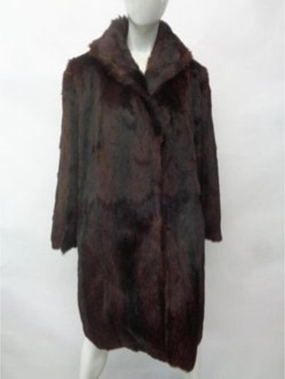 Excellent Brown Goat Fur Coat Jacket Women Woman Size 8 Medium